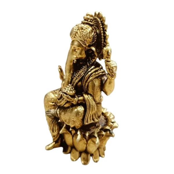 Sjl_Wax_Casting_Brass_Ganesha_Ganpati_Gannu_Idols_Statue_For_Home_Pooja_Living_Temple_Office_And_Gift_Purposes_Decorative_Showpiece_9_Cm_Brass_Gold
