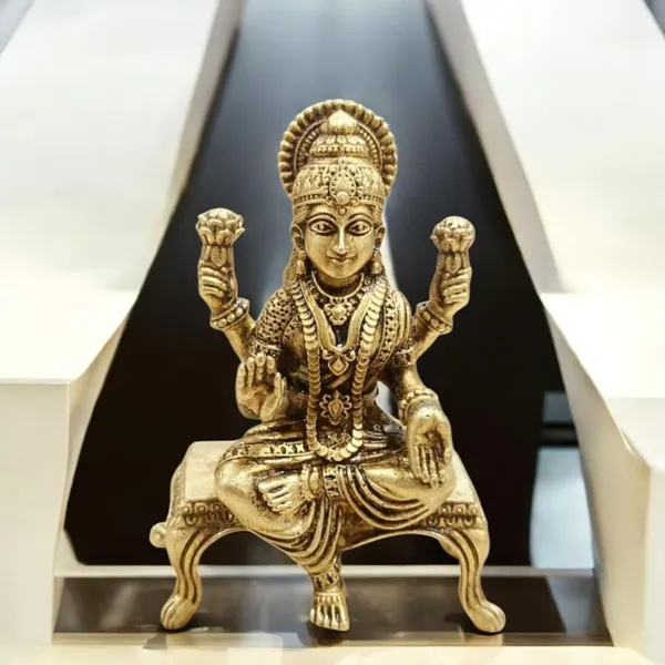 Sjl_Wax_Casting_Brass_Goddess_Lakshmi_Ji_Goddess_Of_Wealth_Fortune_House_Warming_Temple_Pooja_Room_Diwali_Decoration_Decorative_Showpiece_9_Cm_Brass_Gold