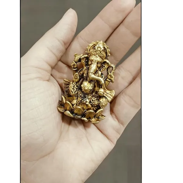 Sjl_Wax_Casting_Brass_Ganesha_Ganpati_Idols_Statue_For_Home_Pooja_Living_Decorative_Showpiece_6_Cm_Brass_Gold
