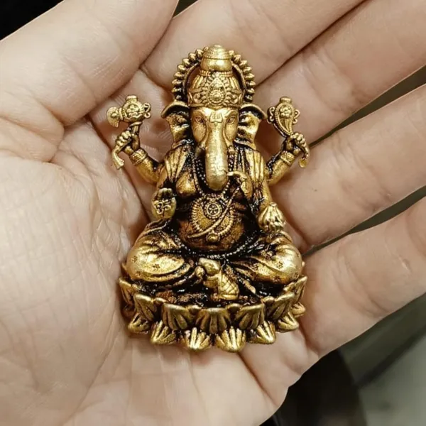 Sjl_Wax_Casting_Brass_Antique_Finish_Lord_Ganesha_Idol_Decorative_Ganpati_Murti_For_Home_Temple_Office_And_Gift_Purposes_Pooja_Living_Decorative_Showpiece_6_Cm_Brass_Gold