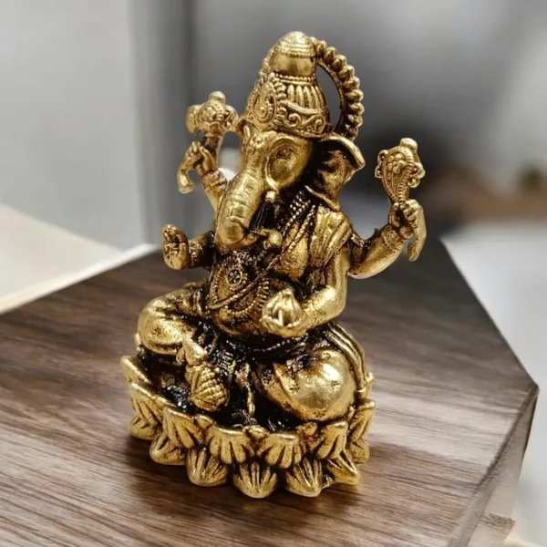 Sjl_Wax_Casting_Brass_Antique_Finish_Lord_Ganesha_Idol_Decorative_Ganpati_Murti_For_Home_Temple_Office_And_Gift_Purposes_Pooja_Living_Decorative_Showpiece_6_Cm_Brass_Gold