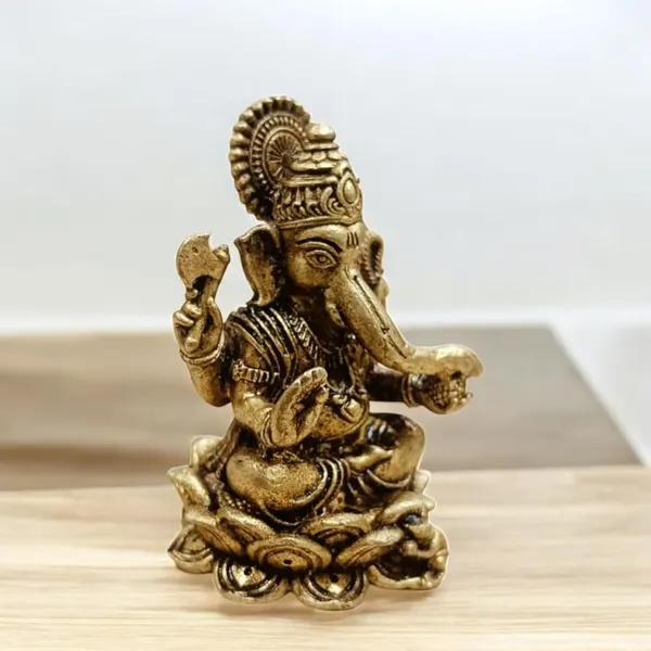 Sjl_Wax_Casting_Brass_Antique_Finish_Lord_Ganesha_Idol_Decorative_Ganpati_Murti_For_Home_Temple_Office_And_Gift_Purposes_Pooja_Living_Decorative_Showpiece_7_Cm_Brass_Gold