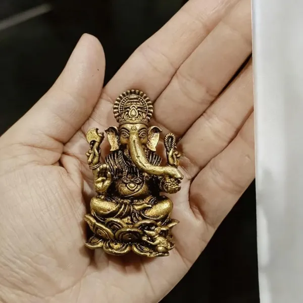 Sjl_Wax_Casting_Brass_Antique_Finish_Lord_Ganesha_Idol_Decorative_Ganpati_Murti_For_Home_Temple_Office_And_Gift_Purposes_Pooja_Living_Decorative_Showpiece_7_Cm_Brass_Gold