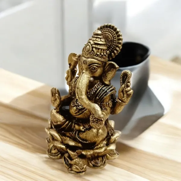 Sjl_Wax_Casting_Brass_Antique_Finish_Lord_Ganesha_Idol_Decorative_Ganpati_Murti_For_Home_Temple_Office_And_Gift_Purposes_Pooja_Living_Decorative_Showpiece_7_Cm_Brass_Gold