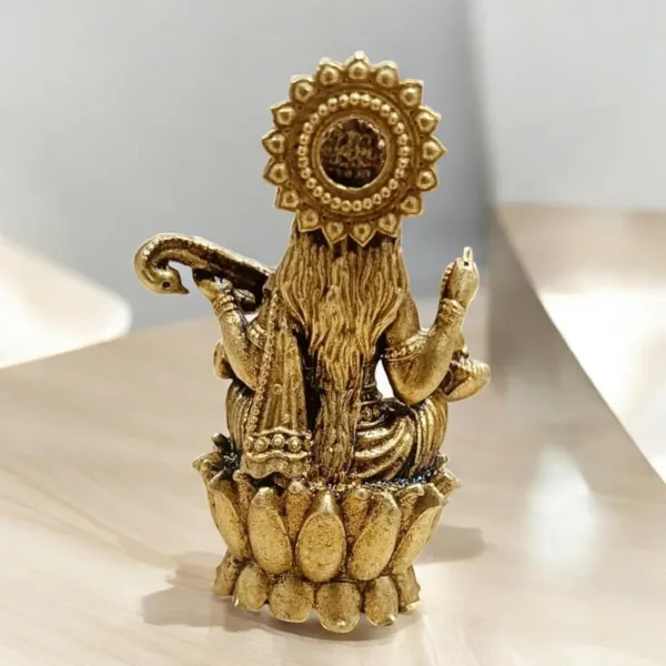 Sjl_Wax_Casting_Brass_Goddess_Saraswati_Idol_Sitting_On_A_Flower_Antique_Finish_Statue_With_Veena_For_Home_Temple_Study_Table_Gift_Purpose_Desk_Decor_Decorative_Showpiece_5_Cm_Brass_Gold