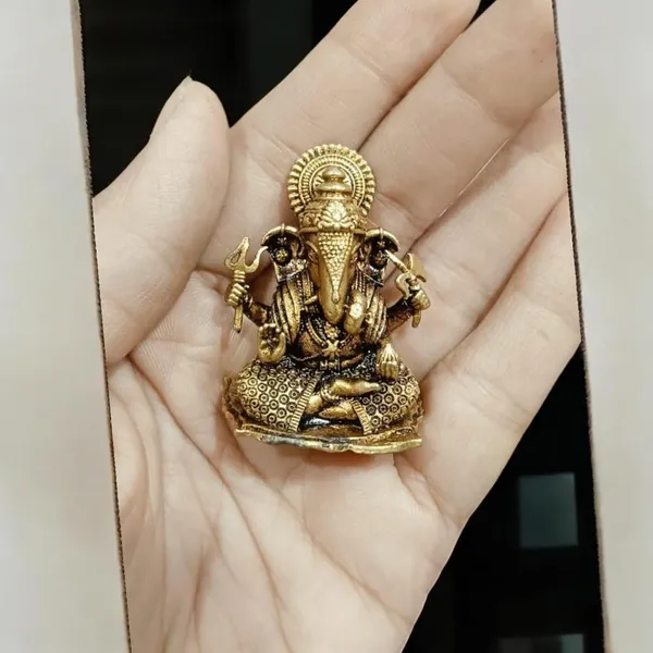 Sjl_Wax_Casting_Brass_Antique_Finish_Lord_Ganesha_Idol_Decorative_Ganpati_Murti_For_Home_Temple_Office_And_Gift_Purposes_Pooja_Living_Decorative_Showpiece_5_Cm_Brass_Gold