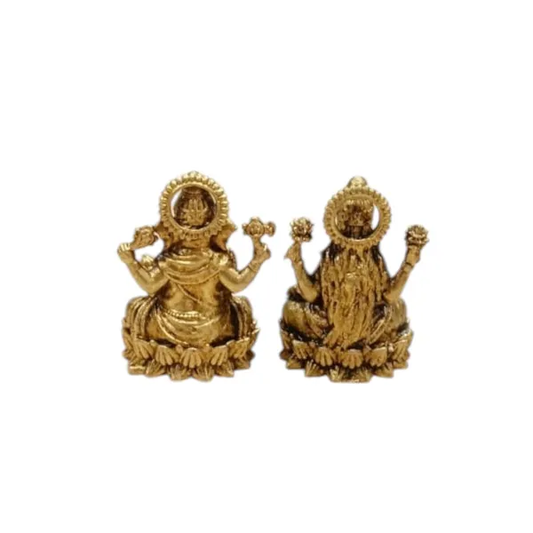 Sjl_Wax_Casting_Brass_Lakshmi_Ganesh_Idol_Set_Antique_Finish_Decorative_Murti_For_Home_Temple_Diwali_And_Gift_Purpose_Car_Dashboard_Decorative_Showpiece_4_Cm_Brass_Gold_Pair_Of_2