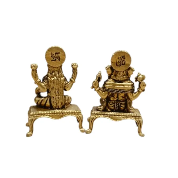 Sjl_Wax_Casting_Brass_Lakshmi_Ganesh_Idol_Set_Antique_Finish_Decorative_Murti_For_Home_Temple_Diwali_And_Gift_Purpose_Car_Dashboard_Decorative_Showpiece_5_Cm_Brass_Gold_Pair_Of_2