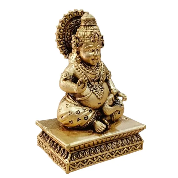 Sjl_Wax_Casting_Brass_Lord_Kuber_Wealth_Murti_For_Prosperity_Money_Kuber_Wealth_God_Statue_For_Puja_Room_Home_Temple_Office_Decor_Decorative_Showpiece_9_Cm_Brass_Gold