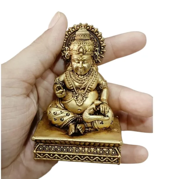 Sjl_Wax_Casting_Brass_Lord_Kuber_Wealth_Murti_For_Prosperity_Money_Kuber_Wealth_God_Statue_For_Puja_Room_Home_Temple_Office_Decor_Decorative_Showpiece_9_Cm_Brass_Gold