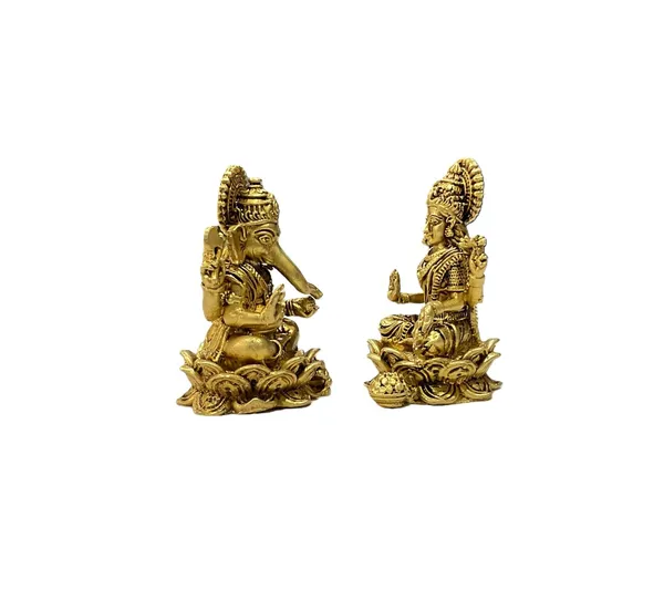 Sjl_Exports_Brass_Lord_Ganesh_And_Maa_Lakshmi_Idol_Pair_On_Lotus_6_Cm_Wax_Casting_Pure_Brass_Decorative_Statue_For_Home_Office_Pooja_Room