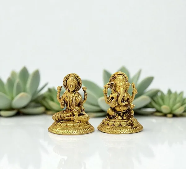 Sjl_Exports_Wax_Casting_Lakshmi_Ganesh_Brass_Idol_Pair_On_Singhasan_Small_4_Cm_Statue_Lakshmi_Ganesh_Mini_Brass_Idol_Pair_On_Singhasan_For_Worship