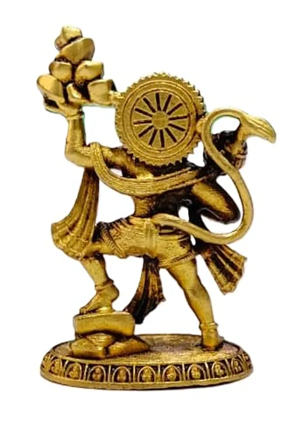 Sjl_Exports_Hanuman_Ji_With_Sanjeevani_Parvat_Brass_Idol_For_Worship_Gift_Mini_Brass_Hanuman_Ji_Idol_Standing_With_Sanjeevani_Mountain_7_Cm