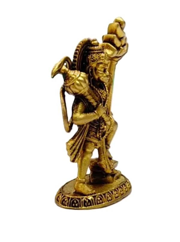 Sjl_Exports_Hanuman_Ji_With_Sanjeevani_Parvat_Brass_Idol_For_Worship_Gift_Mini_Brass_Hanuman_Ji_Idol_Standing_With_Sanjeevani_Mountain_7_Cm