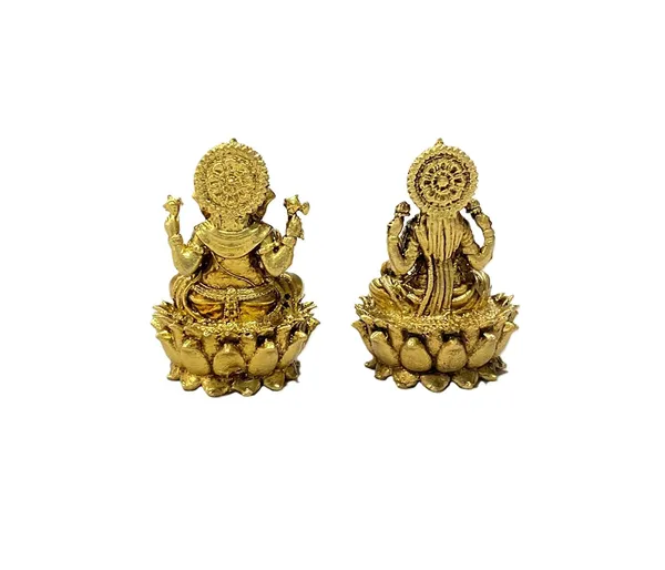 Sjl_Exports_Brass_Lakshmi_Ganesh_Idol_Pair_On_Lotus_Compact_5_Cm_Statue_Lakshmi_Ganesh_Idol_Pair_On_Lotus_5_Cm_Wax_Casting_Brass_Murti