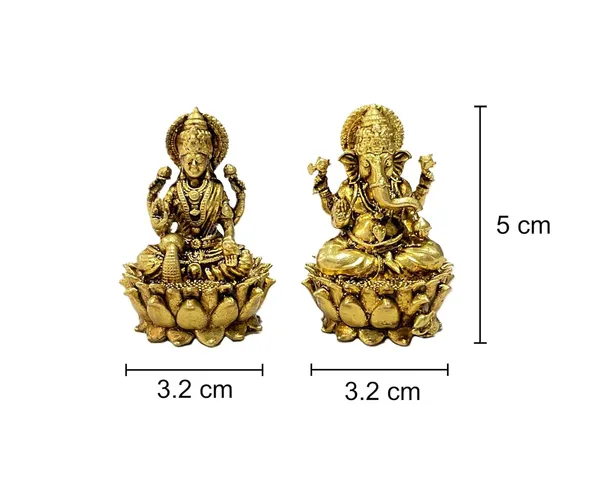 Sjl_Exports_Brass_Lakshmi_Ganesh_Idol_Pair_On_Lotus_Compact_5_Cm_Statue_Lakshmi_Ganesh_Idol_Pair_On_Lotus_5_Cm_Wax_Casting_Brass_Murti