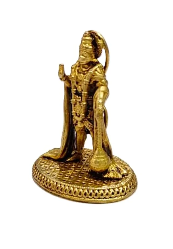 Sjl_Exports_Lord_Hanuman_Brass_Idol_With_Gadaa_For_Devotion_Gift_Brass_Hanuman_Ji_Standing_With_Gada_Idol_Compact_5_Cm_Size