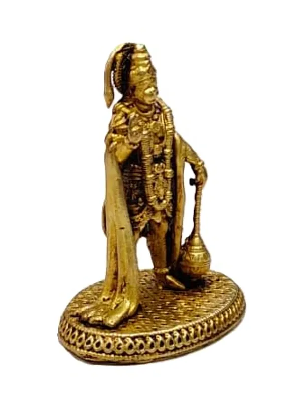 Sjl_Exports_Lord_Hanuman_Brass_Idol_With_Gadaa_For_Devotion_Gift_Brass_Hanuman_Ji_Standing_With_Gada_Idol_Compact_5_Cm_Size