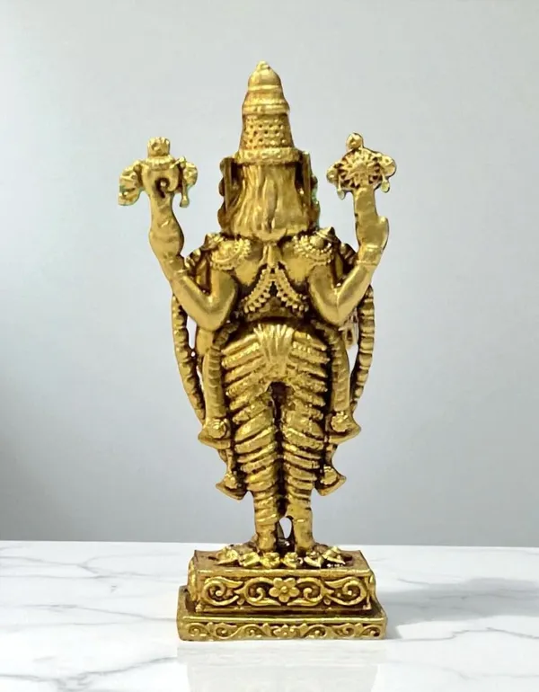 Sjl_Exports_Wax_Casting_Brass_Venkateswara_Balaji_Statue_Religious_Murti_7.5_Cm_Height_Gold_Tone_Mini_Brass_Tirupati_Balaji_Murti_For_Temple_Home_Decor