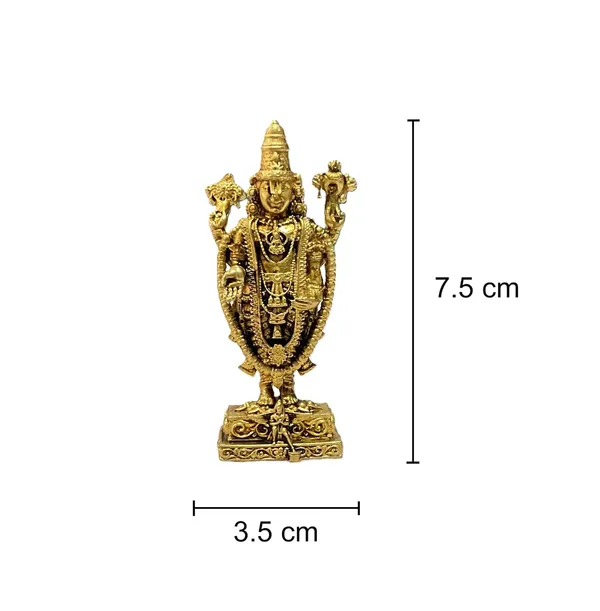 Sjl_Exports_Wax_Casting_Brass_Venkateswara_Balaji_Statue_Religious_Murti_7.5_Cm_Height_Gold_Tone_Mini_Brass_Tirupati_Balaji_Murti_For_Temple_Home_Decor