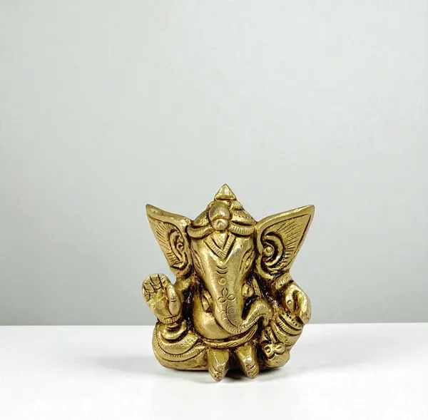Sjl_Exports_Brass_Ganesha_Sitting_Idol_For_Puja_Home_Temple_Mini_Brass_Ganesh_Statue_Sitting_Posture_5_Cm_Sacred_Idol