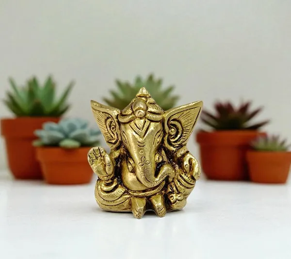 Sjl_Exports_Brass_Ganesha_Sitting_Idol_For_Puja_Home_Temple_Mini_Brass_Ganesh_Statue_Sitting_Posture_5_Cm_Sacred_Idol