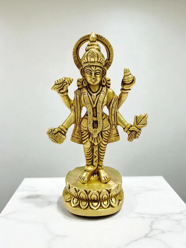 Sjl_Exports_Brass_Lord_Dhanvantari_Idol_God_Of_Ayurveda_Healing_Statue_Handcrafted_Brass_Dhanvantari_Murti_For_Puja_Temple_Decor_15_Cm