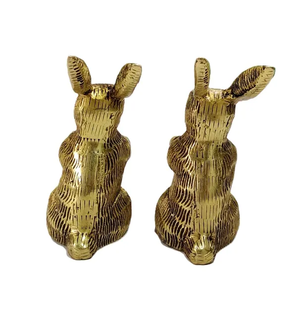 Sjl_Exports_Brass_Animal_Figurine_Cute_Rabbit_Pair_Statue_For_Home_Decor_Gifting_Handcrafted_Brass_Rabbit_Figurines_9.5_Cm
