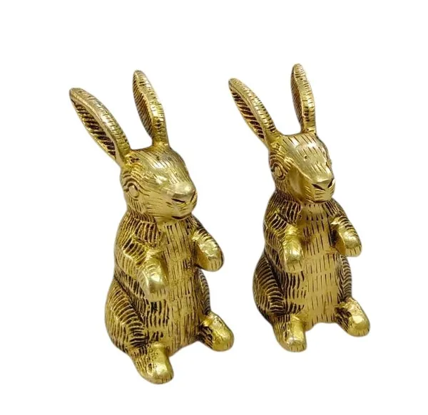 Sjl_Exports_Brass_Animal_Figurine_Cute_Rabbit_Pair_Statue_For_Home_Decor_Gifting_Handcrafted_Brass_Rabbit_Figurines_9.5_Cm