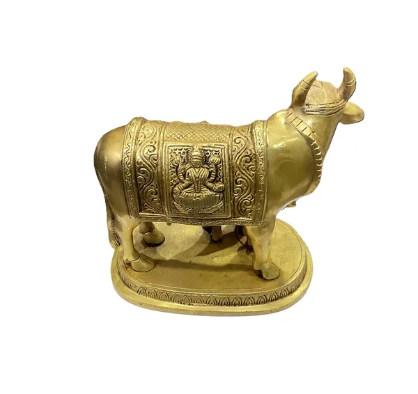 Sjl_Exports_Brass_Gau_Mata_With_Calf_Statue_Sacred_Cow_Idol_For_Puja_Decor_Handcrafted_Brass_Cow_With_Calf_Gau_Mata_Murti_For_Temple_14_Cm