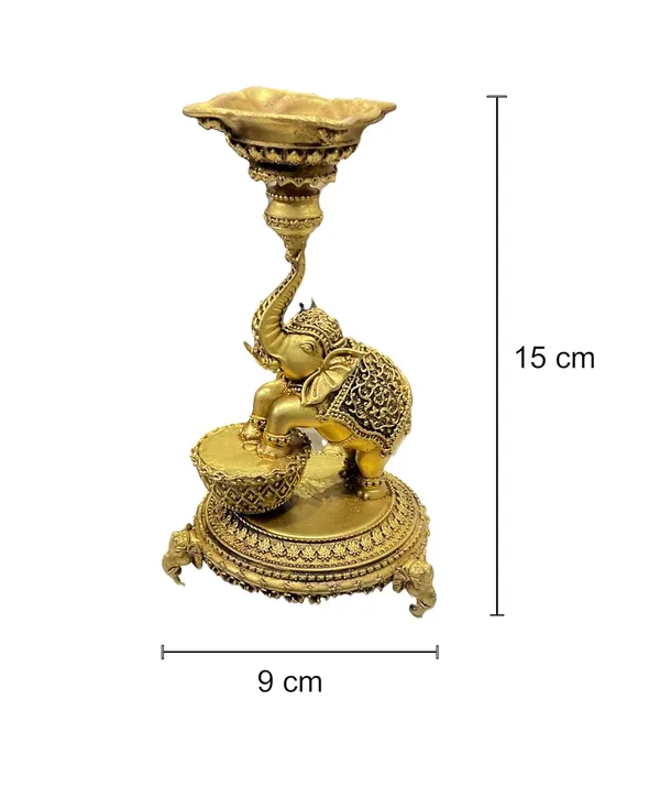 Sjl_Exports_Wax_Casting_Unique_Brass_Elephant_Lamp_Trunk_Holding_Diya_For_Temple_Home_Pack_Of_2_Traditional_Brass_Elephant_Oil_Lamp_Auspicious_Diya_For_Home_Temple_15_Cm