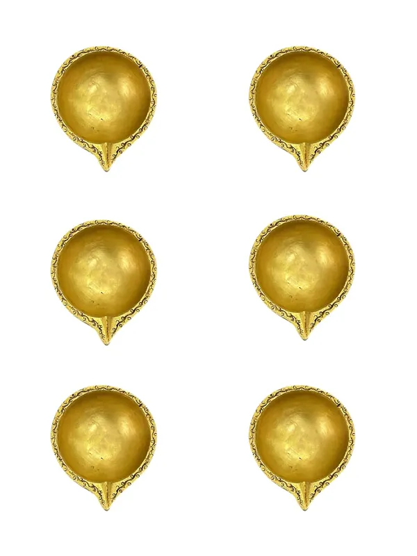 Sjl_Exports_Brass_Diyas_For_Diwali_Pair_Of_6_Handcrafted_Oil_Lamps_For_Temple_Use_Brass_Handcrafted_Diyas_Pair_Of_6_Traditional_Oil_Lamps_For_Diwali_Puja
