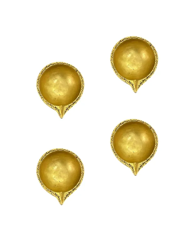 Sjl_Exports_Brass_Handcrafted_Diyas_Pair_Of_4_Traditional_Oil_Lamps_For_Diwali_Puja_Handcrafted_Brass_Diyas_Set_Pair_Of_4_Traditional_Lamps_For_Festivals