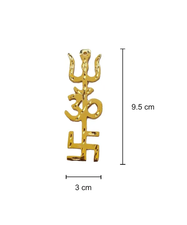 Sjl_Exports_Brass_Trishakti_Wall_Hanging_Om_Trishul_Swastik_Religious_Symbol_9.5_Cm_X_3_Cm_Gold_Brass_Trishakti_Yantra_Wall_Hanging_For_Home_Office_Worship