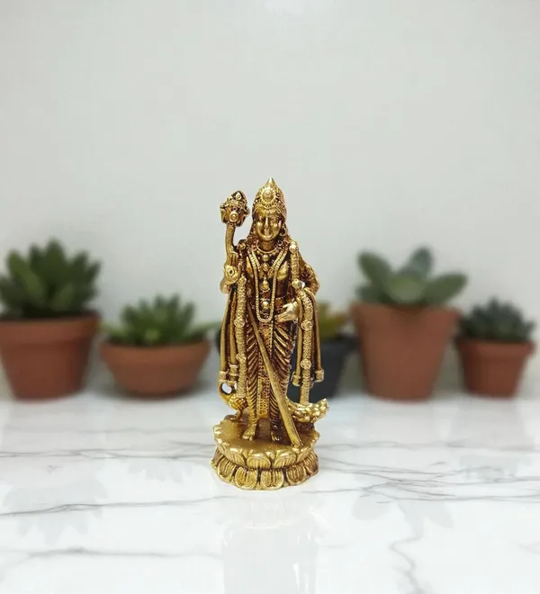 Sjl_Exports_Wax_Casting_Lord_Kartikeya_Brass_Statue_Hindu_Deity_Idol_7_Cm_Height_Religious_Temple_Decor