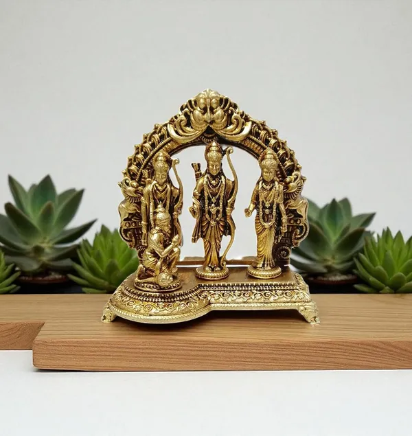 Sjl_Exports_Wax_Casting_Brass_Ram_Darbar_Idol_6X6_Cm_Lord_Ram_Sita_Lakshman_Hanuman_Statue_Ram_Darbar_Brass_Murti_Small_6_X_6_Cm_Idol_For_Puja_Home_Temple