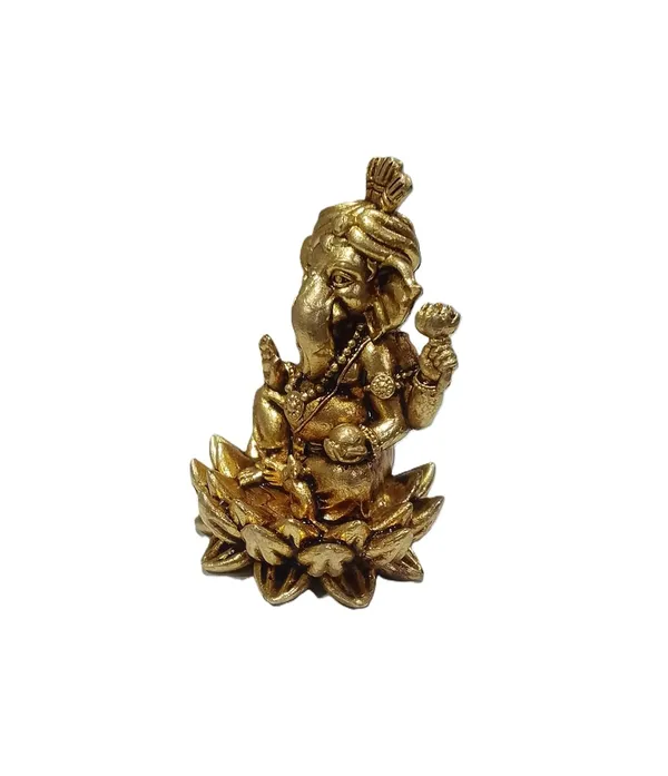 Sjl_Exports_Wax_Casting_Ganpati_Murti_Wearing_Pagdi_Brass_Sitting_Ganesha_Idol_For_Worship_Gifts_Brass_Ganesh_Ji_Idol_With_Pagadi_5_Cm