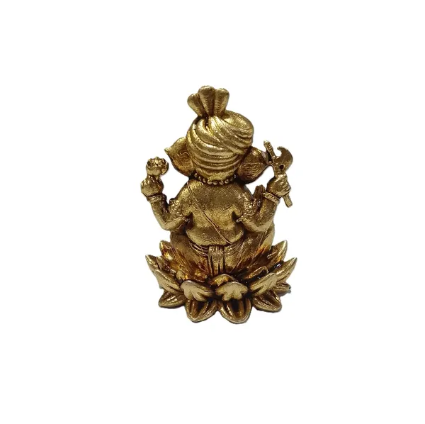 Sjl_Exports_Wax_Casting_Ganpati_Murti_Wearing_Pagdi_Brass_Sitting_Ganesha_Idol_For_Worship_Gifts_Brass_Ganesh_Ji_Idol_With_Pagadi_5_Cm