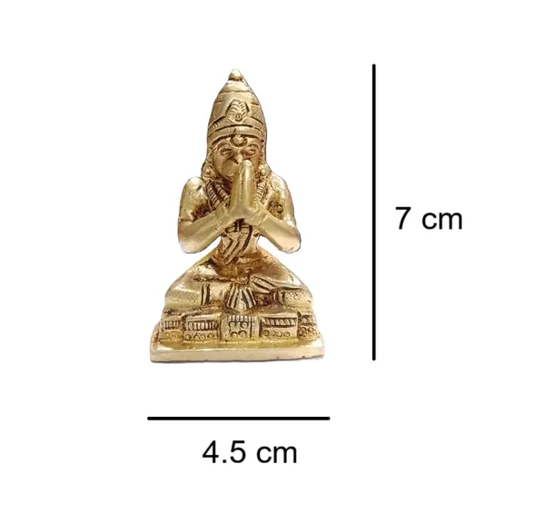 Sjl_Exports_Pure_Brass_Hanuman_Ji_Religious_Statue,_7_Cm_Height,_Gold_Finish,_Traditional_Seated_Pose_For_Home_Temple