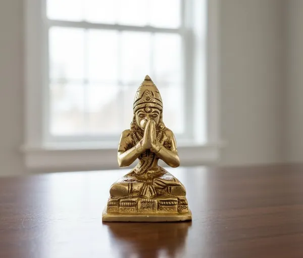 Sjl_Exports_Pure_Brass_Hanuman_Ji_Religious_Statue,_7_Cm_Height,_Gold_Finish,_Traditional_Seated_Pose_For_Home_Temple