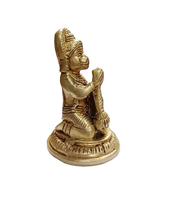Sjl_Exports_Brass_Hanuman_Religious_Statue_8.5_Cm_Height_Gold_Finish_Traditional_Seated_Pose_Temple_Decor_Brass_Hanuman_Ji_Murti_Home_Temple_Office_Gifting_Idol
