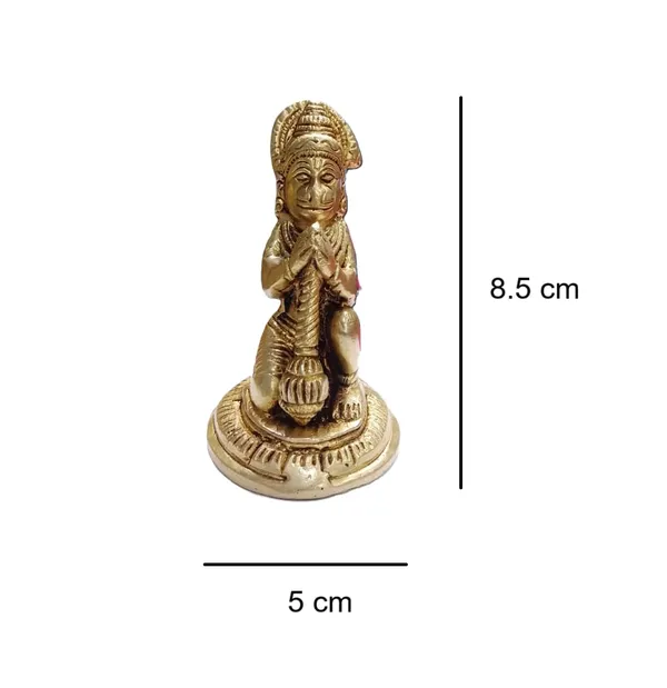 Sjl_Exports_Brass_Hanuman_Religious_Statue_8.5_Cm_Height_Gold_Finish_Traditional_Seated_Pose_Temple_Decor_Brass_Hanuman_Ji_Murti_Home_Temple_Office_Gifting_Idol