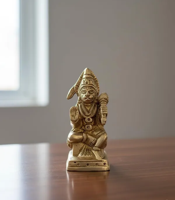Sjl_Exports_Elegant_Brass_Hanuman_Statue__Divine_Decor_For_Home_And_Office_-_8.5_Cm,_Handcrafted_Brass_Hanuman_Murti_-_Symbol_Of_Strength,_Devotion_And_Protection