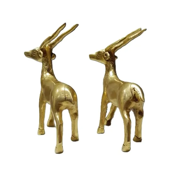 Sjl_Exports_Brass_Deer_Pair_Statue_11_Cm_Decorative_Showpiece_For_Home_Gold_Handcrafted_Brass_Two_Deers_Figurine_Symbol_Of_Peace_Prosperity