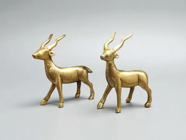 Sjl_Exports_Brass_Deer_Pair_Statue_11_Cm_Decorative_Showpiece_For_Home_Gold_Handcrafted_Brass_Two_Deers_Figurine_Symbol_Of_Peace_Prosperity