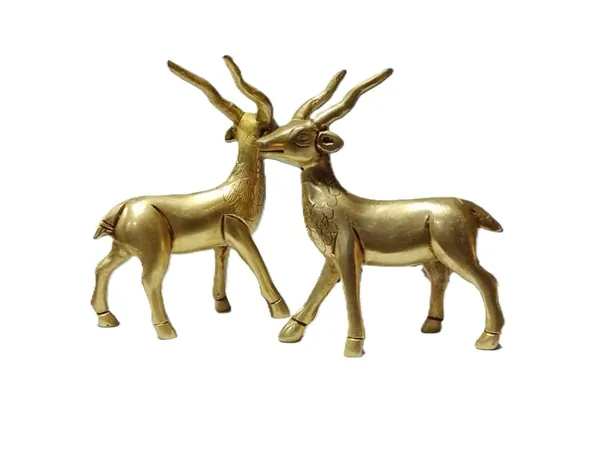 Sjl_Exports_Brass_Deer_Pair_Statue_11_Cm_Decorative_Showpiece_For_Home_Gold_Handcrafted_Brass_Two_Deers_Figurine_Symbol_Of_Peace_Prosperity