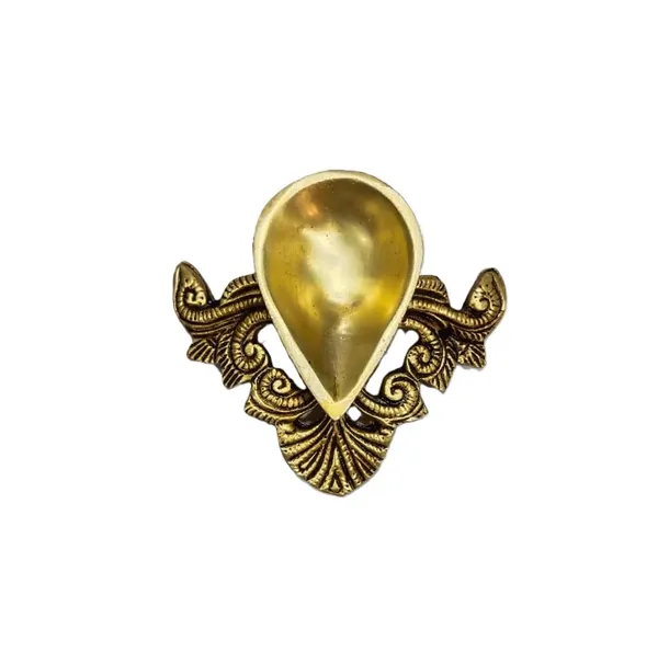 Sjl_Exports_Pure_Brass_Royal_Designer_Diya_Traditional_Temple_Oil_Lamp_With_Intricate_Crown_Pattern_6_Cm_Antique_Gold_Finish_For_Puja_And_Home_Decor