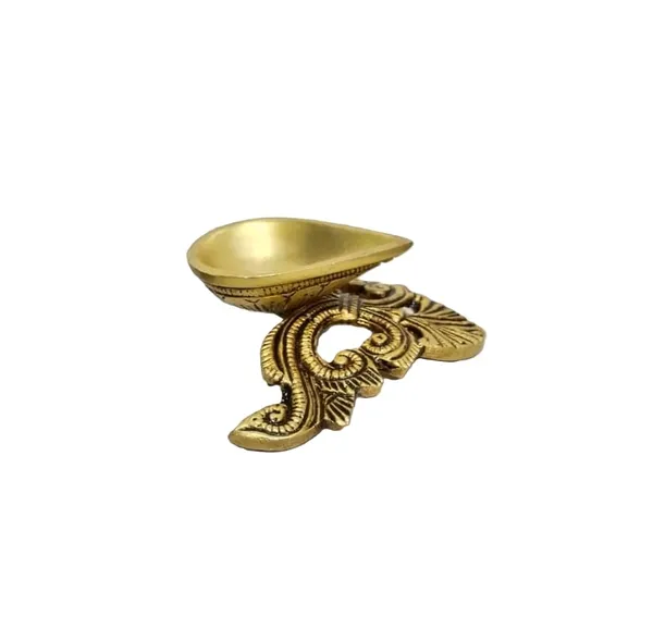 Sjl_Exports_Pure_Brass_Royal_Designer_Diya_Traditional_Temple_Oil_Lamp_With_Intricate_Crown_Pattern_6_Cm_Antique_Gold_Finish_For_Puja_And_Home_Decor