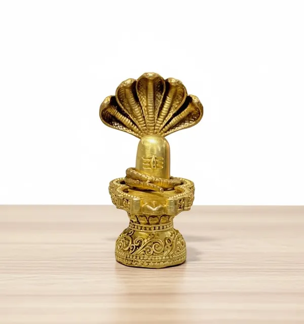 Sjl_Exports_Brass_Shivling_Statue_For_Pooja_Traditional_Hindu_Temple_Decor_Sacred_Religious_Idol_With_Decorative_Fan_Design_8_X_4_5_Cm
