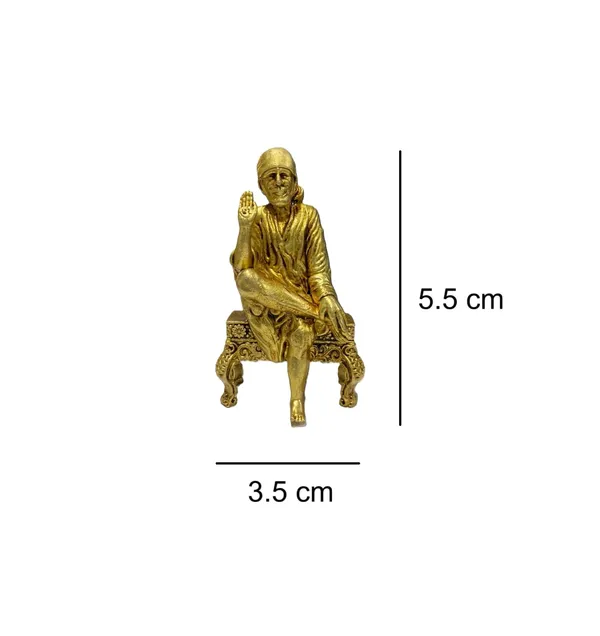 Sjl_Exports_Wax_Casting_Brass_Sai_Baba_Idol_Gold_Polished_Finish_Small_Decorative_Religious_Figurine_For_Home_Temple_5.5_X_3.5_Cm_Traditional_Art_Deco_Style